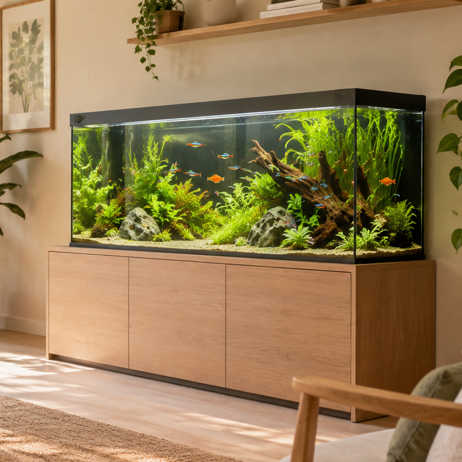 Aquarium d'intérieur dans un salon aux Jardins d'Émilie
